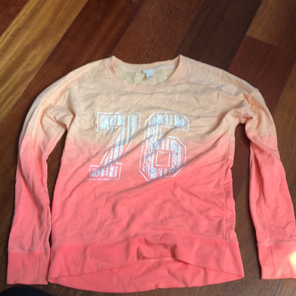 Peach to coral ombré sweatshirt